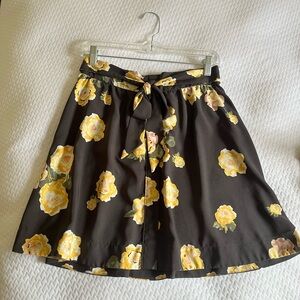 Floral Yellow and Black Women's Skirt